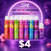ANY SHE DEODORANT 150ML + FREE ROLL ON GIFT