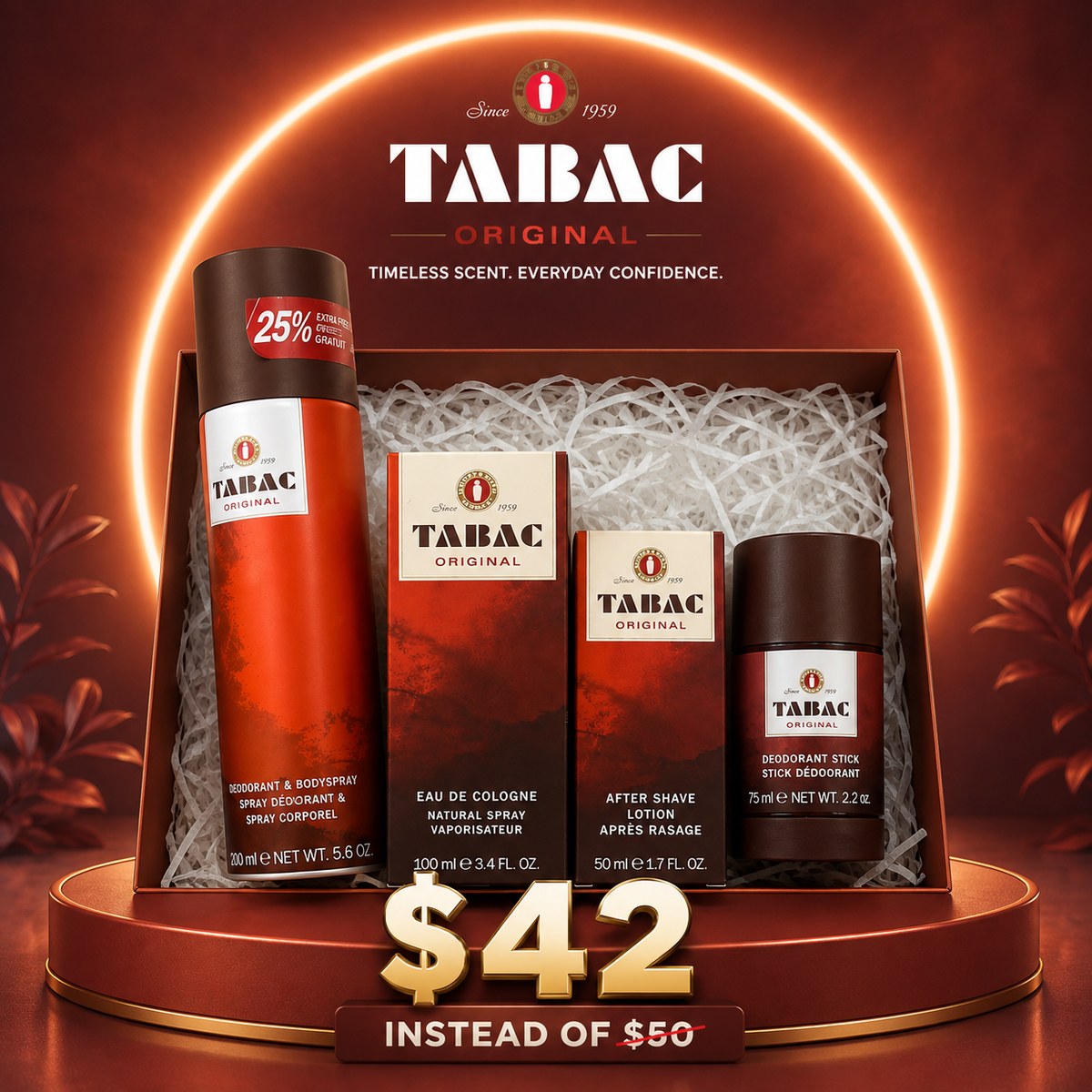 Tabac Original Grooming Gift Set (4-Piece Collection)-SAVE 8$
