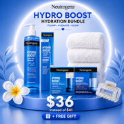 Neutrogena Hydro Boost Skincare Kit – Water Gel Cleanser, Hyaluronic Acid Water Gel, Night Cream, Eye Cream & Gift