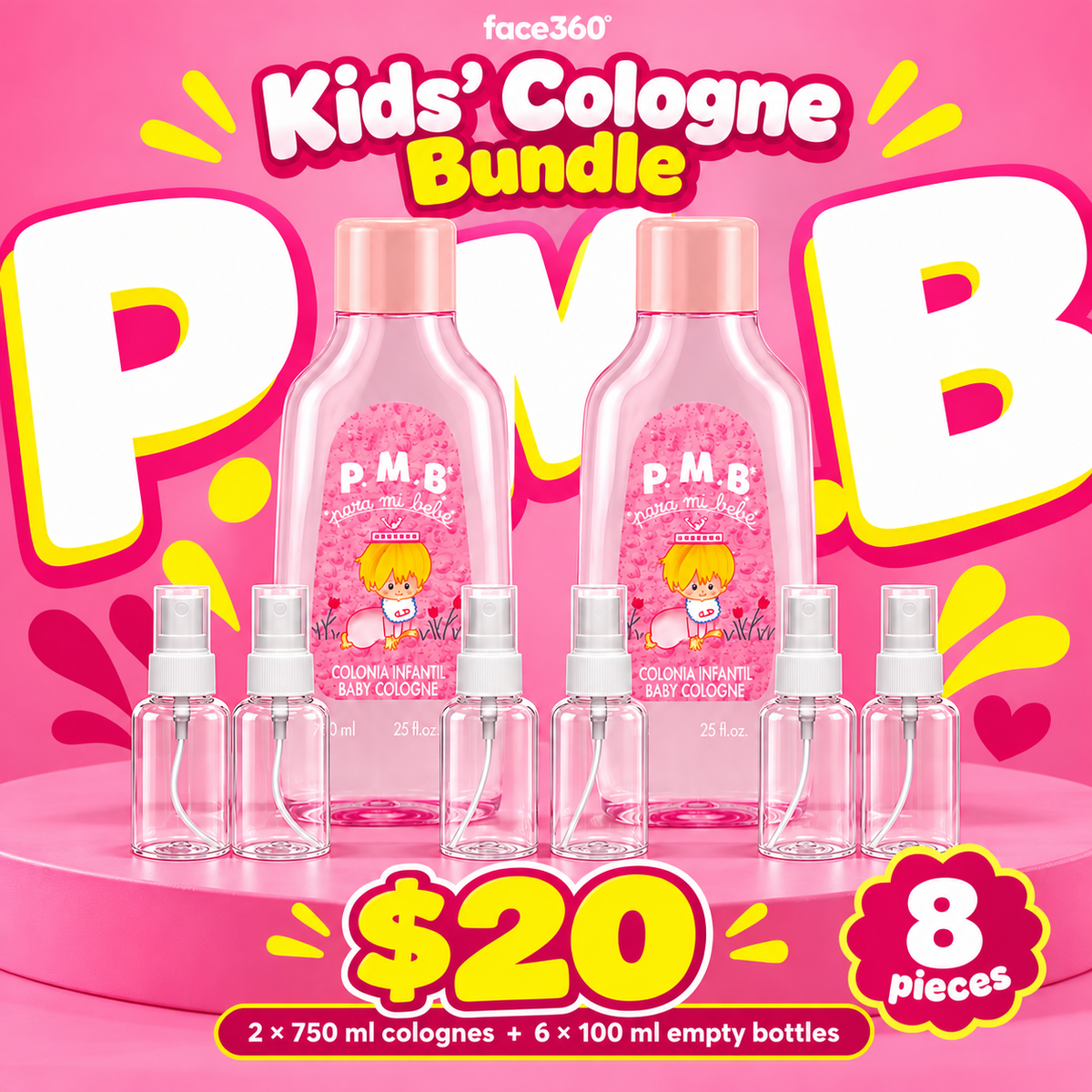 Para Mi Bebé  Pink Cologne & Spray Bottles Kit