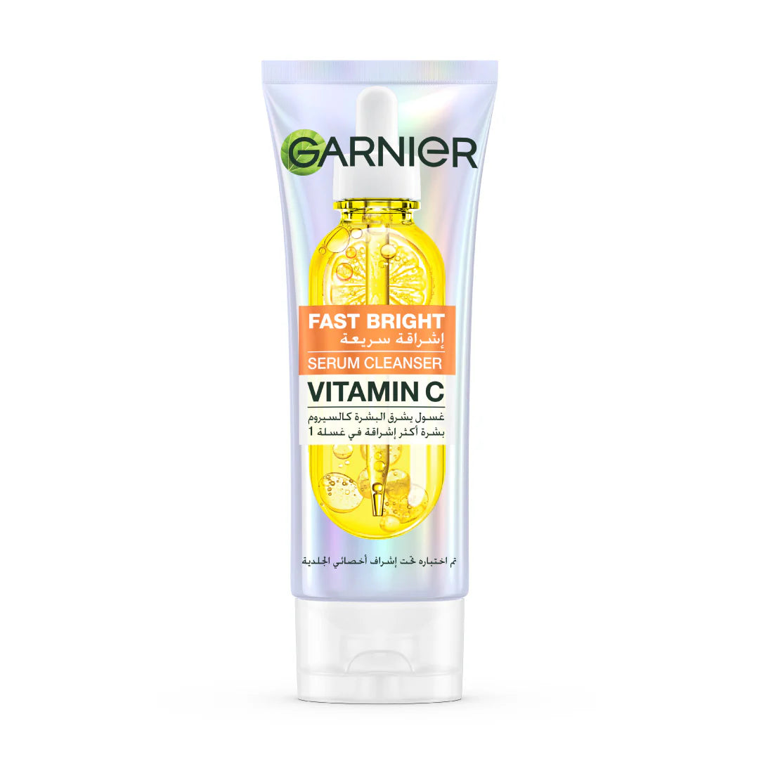 Garnier Fast Bright Serum Cleanser - Dual Action Foam Cleanser, Brightens in 1 Wash - For All Skin Types, Even Sensitive Skin