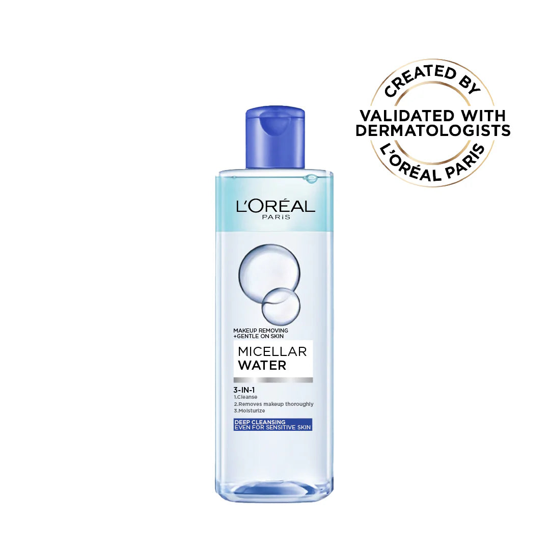 L'Oréal Paris 3-in-1 Bi-Phase Micellar Water, Deeply Cleanse, Remove Water Proof Makeup and Soothe, for All Skin Types and Sensitive Skin, 400ml
