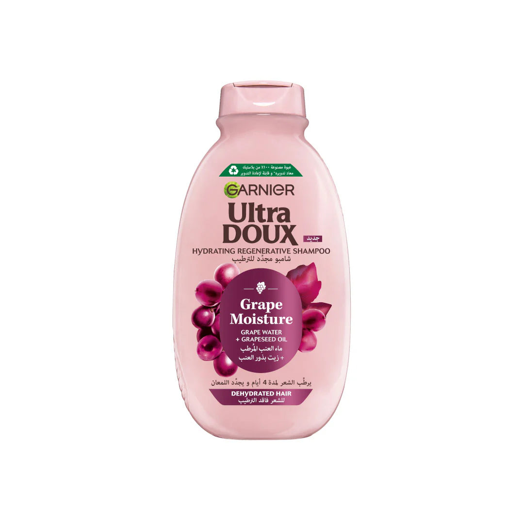 Garnier Ultra Doux Grape Moisture Hydrating Regenerative Shampoo for Dehydrated Hair With Hydrating Grape Water + Antioxidant Grapeseed Oil