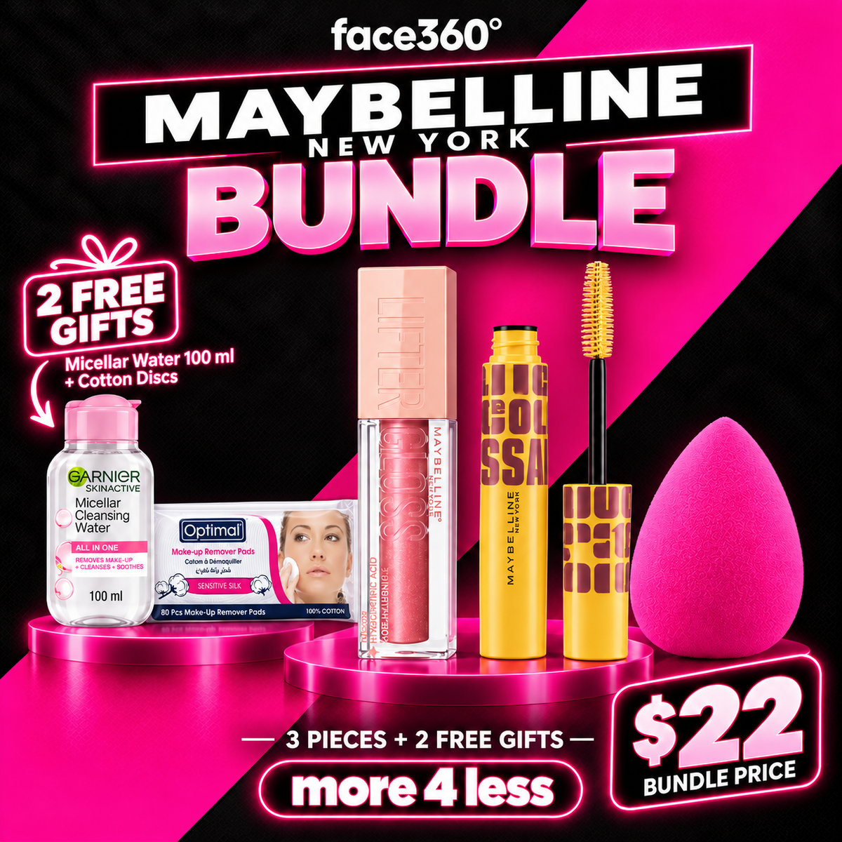Maybelline New York 3-Piece Lip & Lash Bundle + 2 FREE Gifts – Only $22!