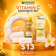 Garnier Fast Bright Ultimate Skincare Collection – Vitamin C Cream, Cleansing Water & 4-Piece Spa Gift Set