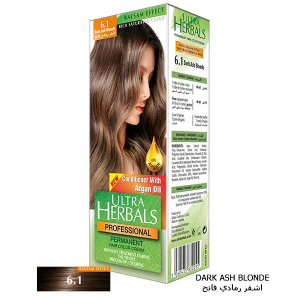 Ultra Herbals Professional Hair Color Cream 6.1 Dark Ash Blonde