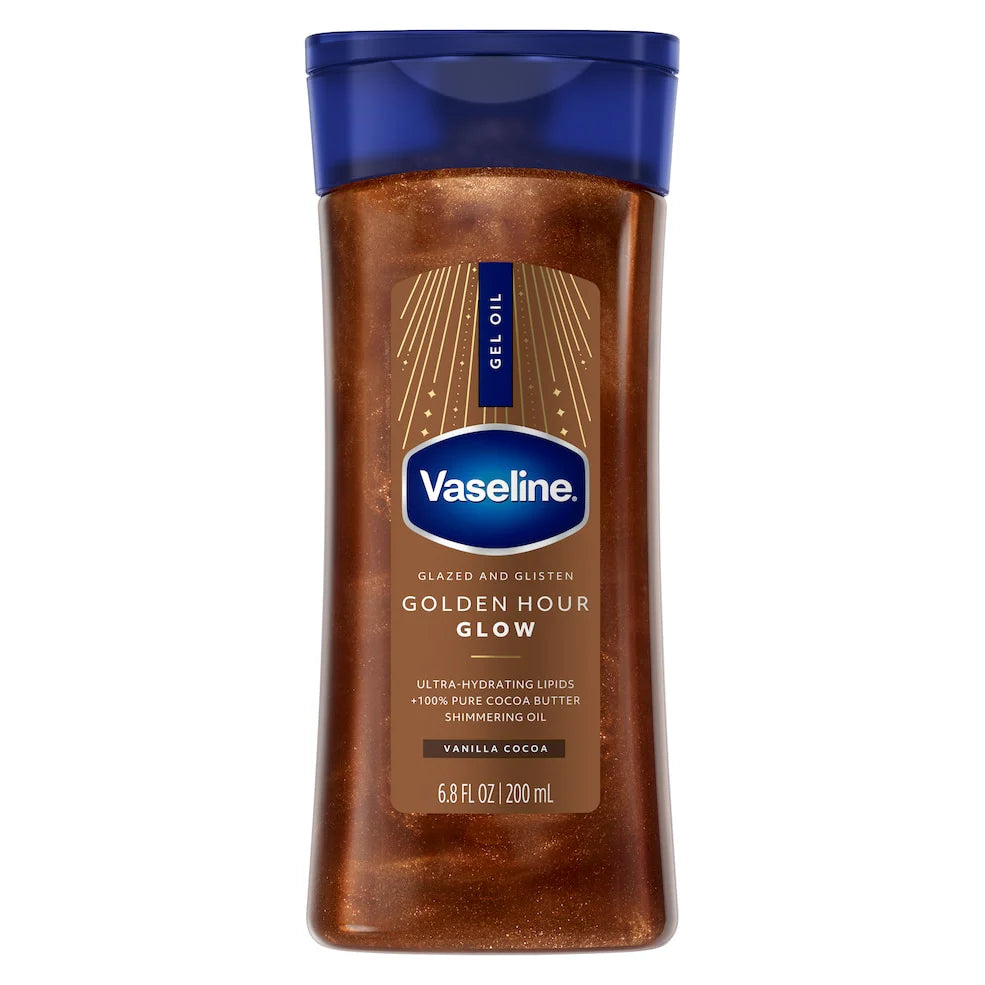 Vaseline Glazed & Glisten Vanilla Cocoa Shimmering Gel Body Oil - Golden Hour Glow - 6.8 fl oz