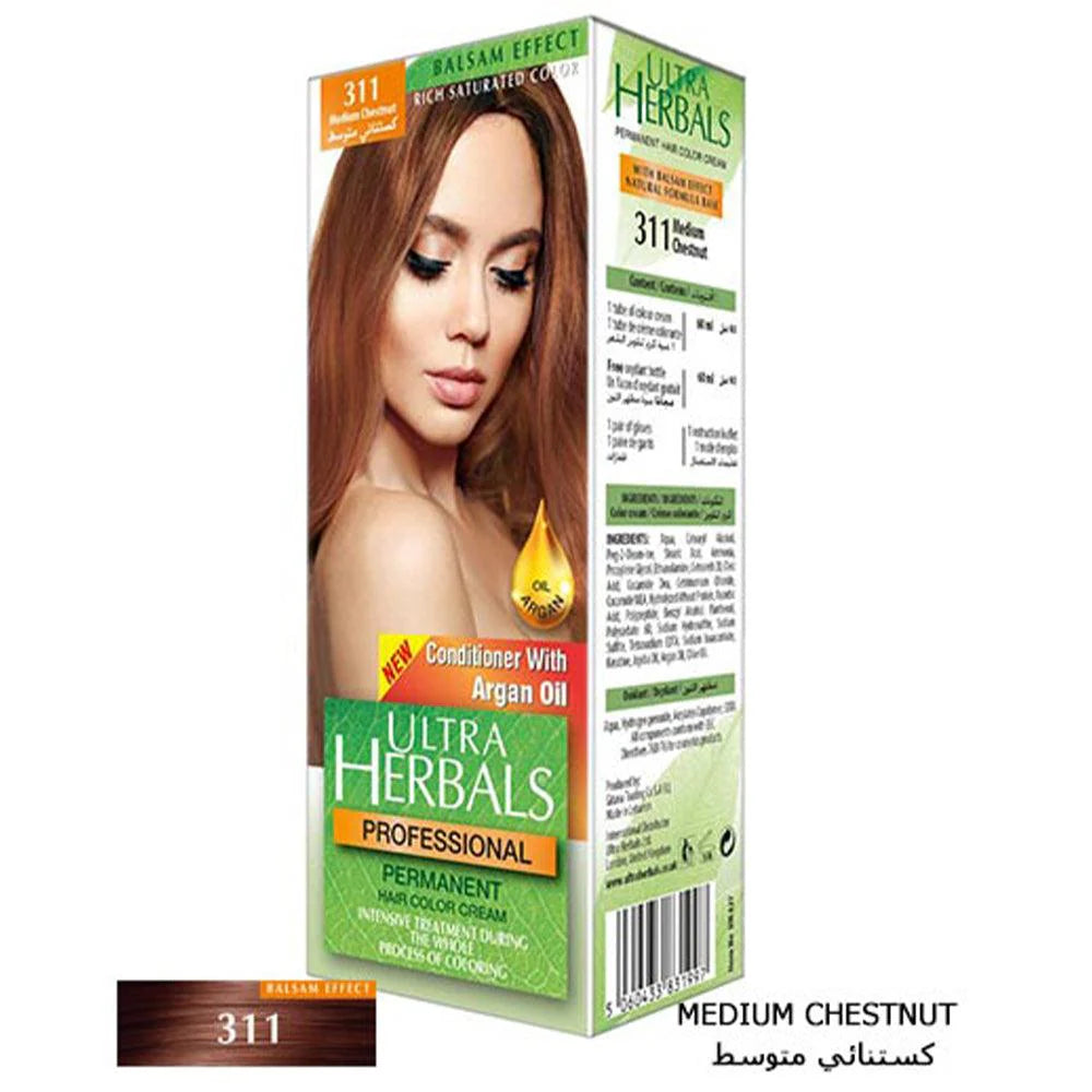 Ultra Herbals Professional Hair Color Cream 311 Medium Chestnut