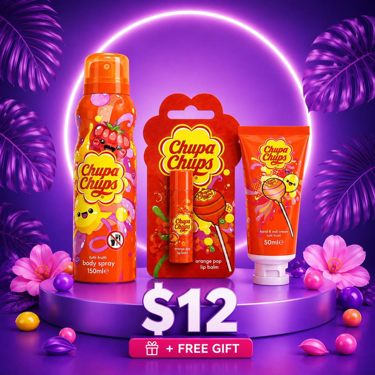 Chupa Chups Beauty Bundle – Body Spray, Lip Balm & Hand Cream