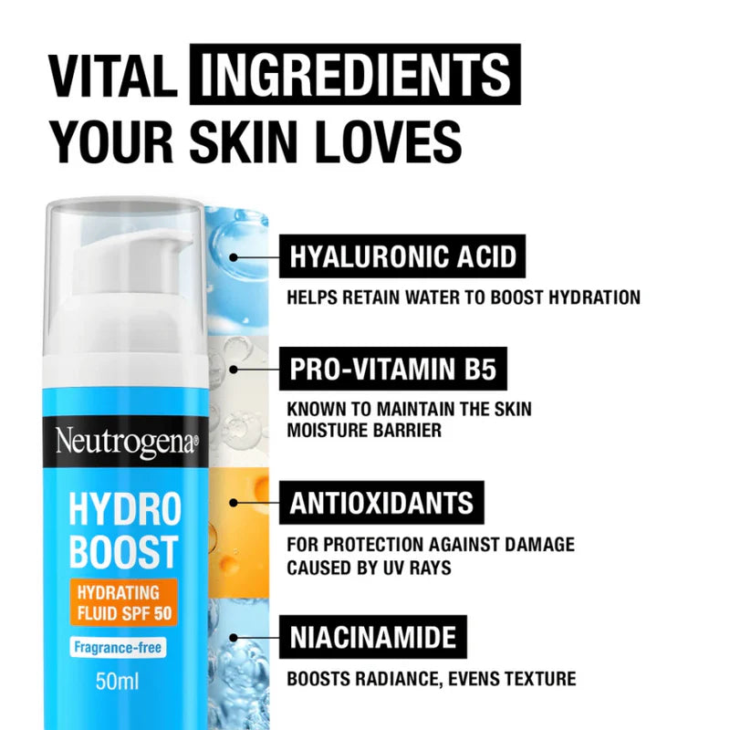 Neutrogena Hydro Boost Fluid SPF50 – Lightweight Hydrating Sunscreen