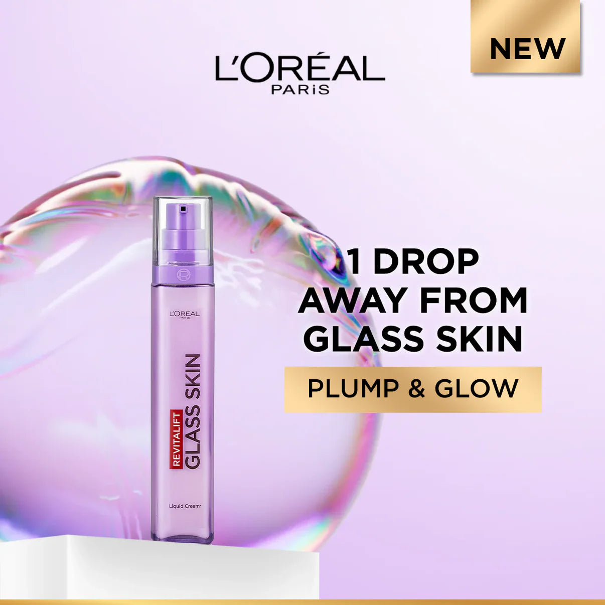 New    L'Oréal Paris Revitalift Glass Skin Liquid Cream: 1 drop for 100H Glowing Hydration With Hyaluronic Acid & Vitamins B3+B5+C for Dewy, Plumped Glass Skin