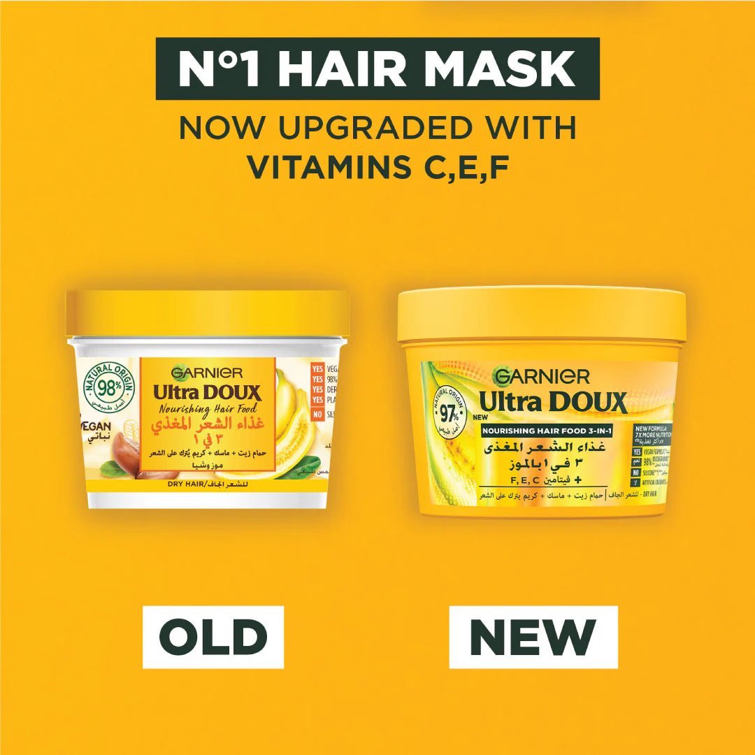 Garnier Ultra Doux Vegan Hair Food Banana And Shea Butter 3-in-1 Treatment Mask For Dry Hair