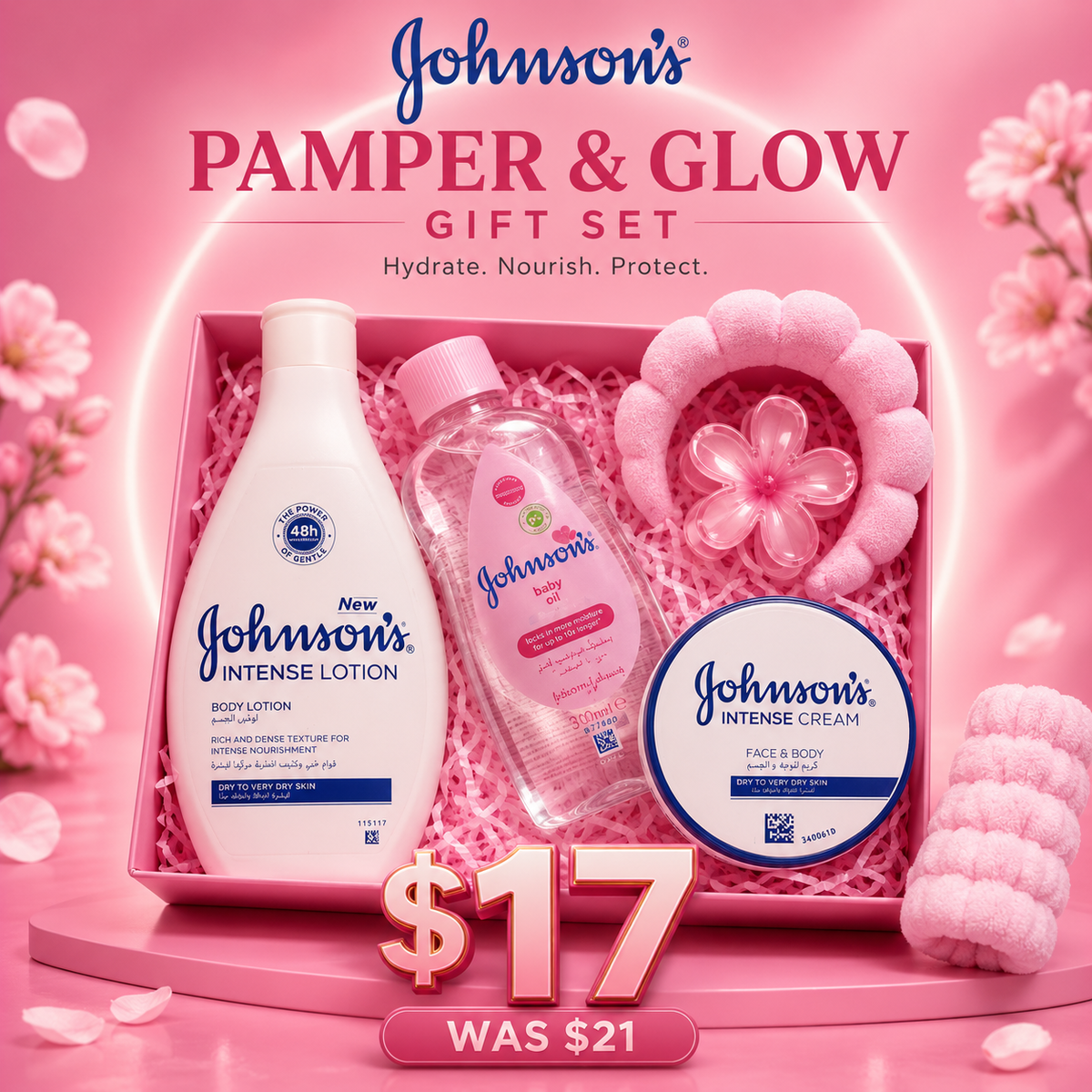 Johnson’s Pamper & Glow Gift (Save 4$)