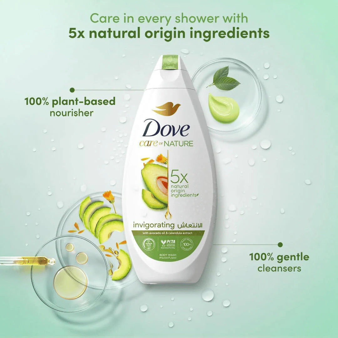 Dove Care By Nature Invigorating Body Wash Avocado | Nourishing & Refreshing Cleanser