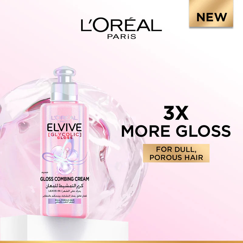 L'Oréal Paris Elvive Glycolic Gloss Detangling Cream – Smooth & Shine for Dull Hair