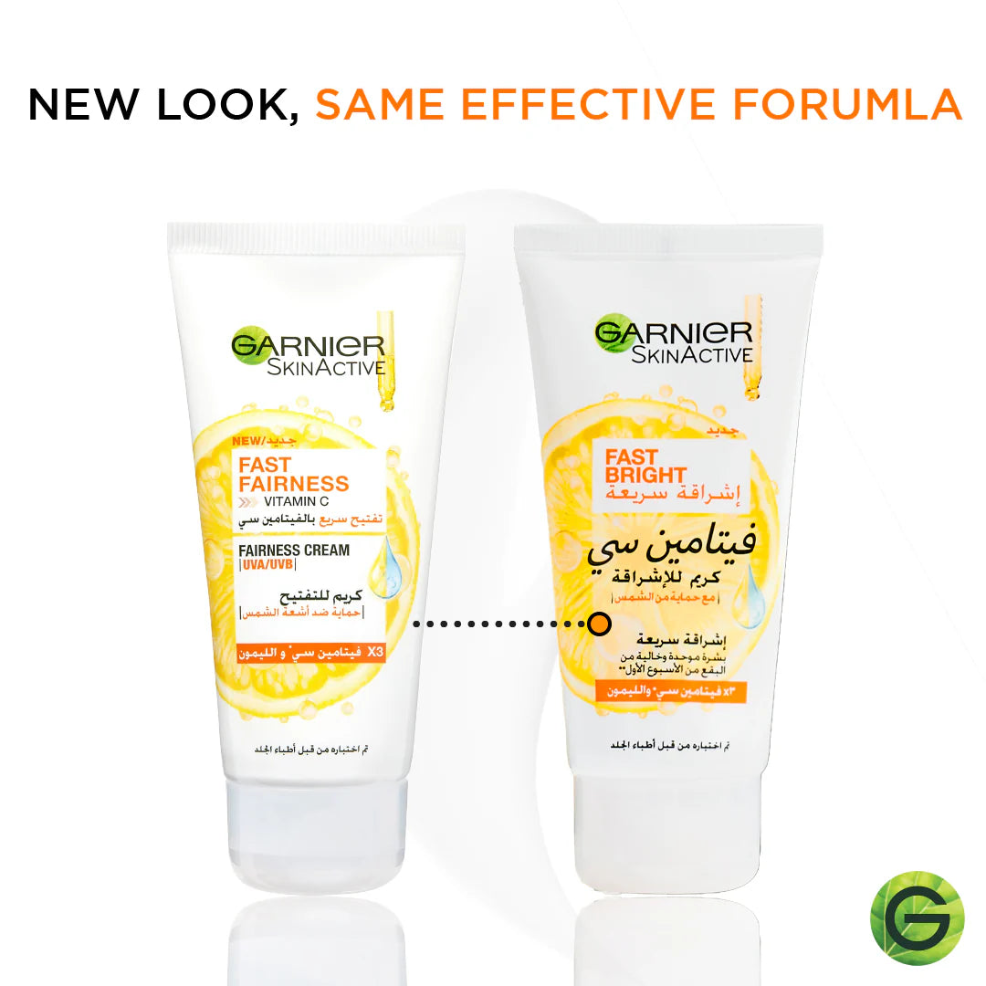 Garnier Skin Active Fast Bright Day Cream with 3x Vitamin C and Lemon, UVA/UVB Protection 50ml