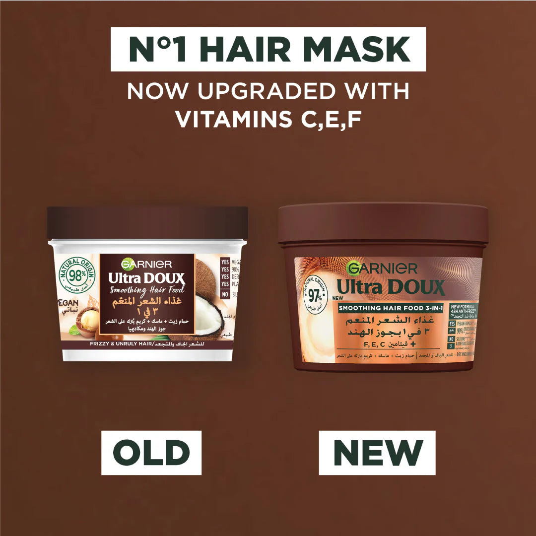 Garnier Ultra Doux Vegan Hair Food Coconut And Macadamia 3-in-1 Treatment Mask For Frizzy Hair