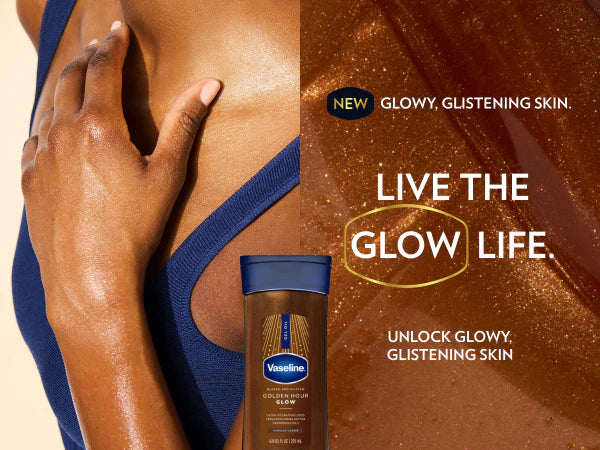 Vaseline Glazed & Glisten Vanilla Cocoa Shimmering Gel Body Oil - Golden Hour Glow - 6.8 fl oz