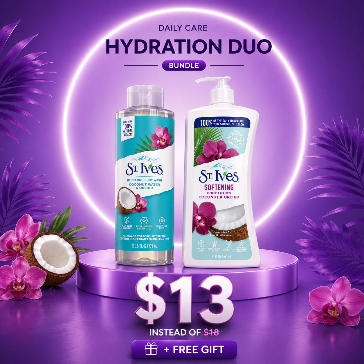 St.Ives Hydration Duo set (Shower Gel473ml+ Body Lotion 621ml)