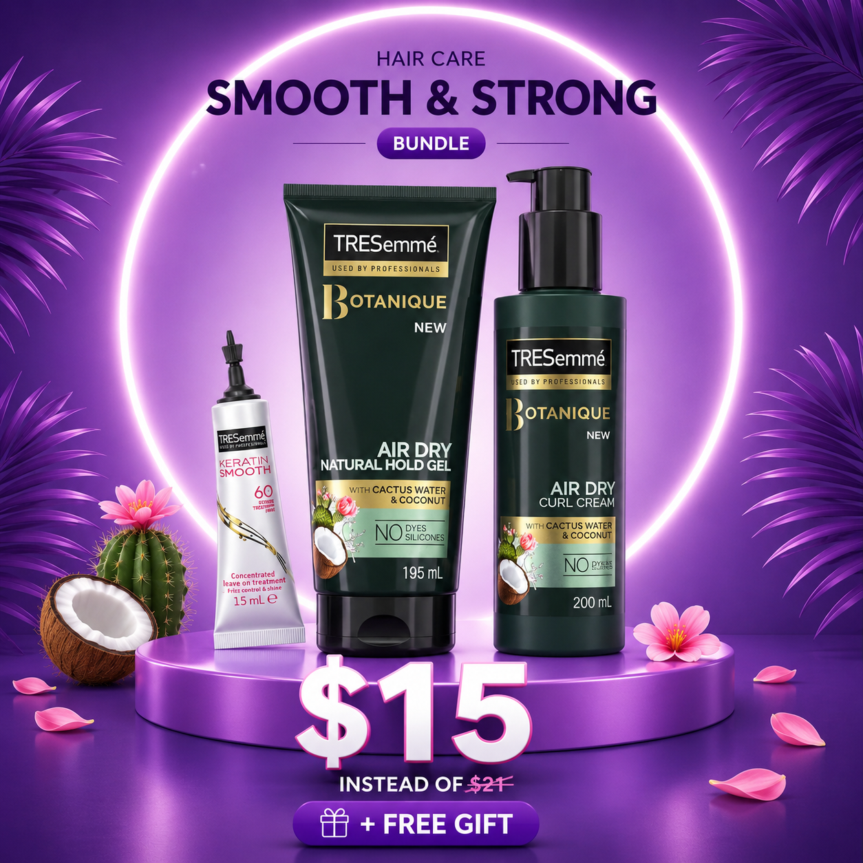 TRESemmé Botanique Air Dry Natural Hold Gel (195ml)+ TRESemmé Botanique Air Dry Curl Cream (200ml)