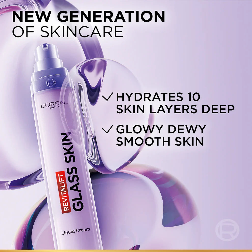 New    L'Oréal Paris Revitalift Glass Skin Liquid Cream: 1 drop for 100H Glowing Hydration With Hyaluronic Acid & Vitamins B3+B5+C for Dewy, Plumped Glass Skin