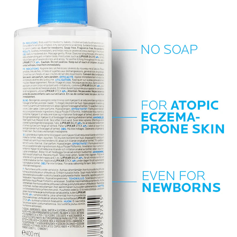 La Roche-Posay Lipikar Syndet AP+ Body Wash – Gentle Cleanser for Eczema-Prone & Sensitive Skin