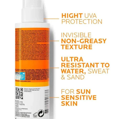 La Roche-Posay Anthelios Invisible Sunscreen Body Spray SPF50+ – High Protection for All Skin Types
