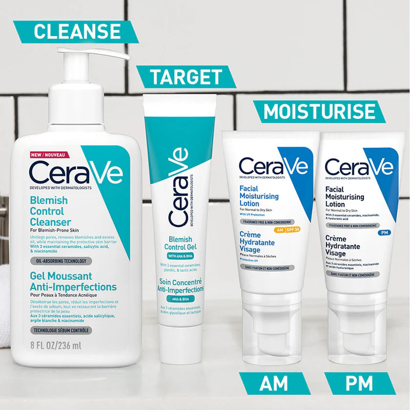 CeraVe Blemish Control Gel Moisturiser – Acne & Blemish Treatment with AHA/BHA
