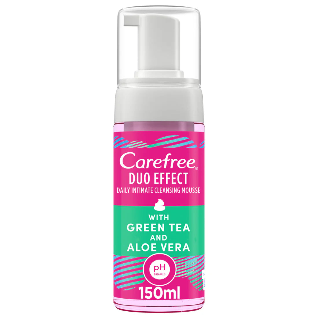 Carefree Daily Intimate Cleansing Mousse Duo Effect with Green Tea & Aloe Vera 150ml