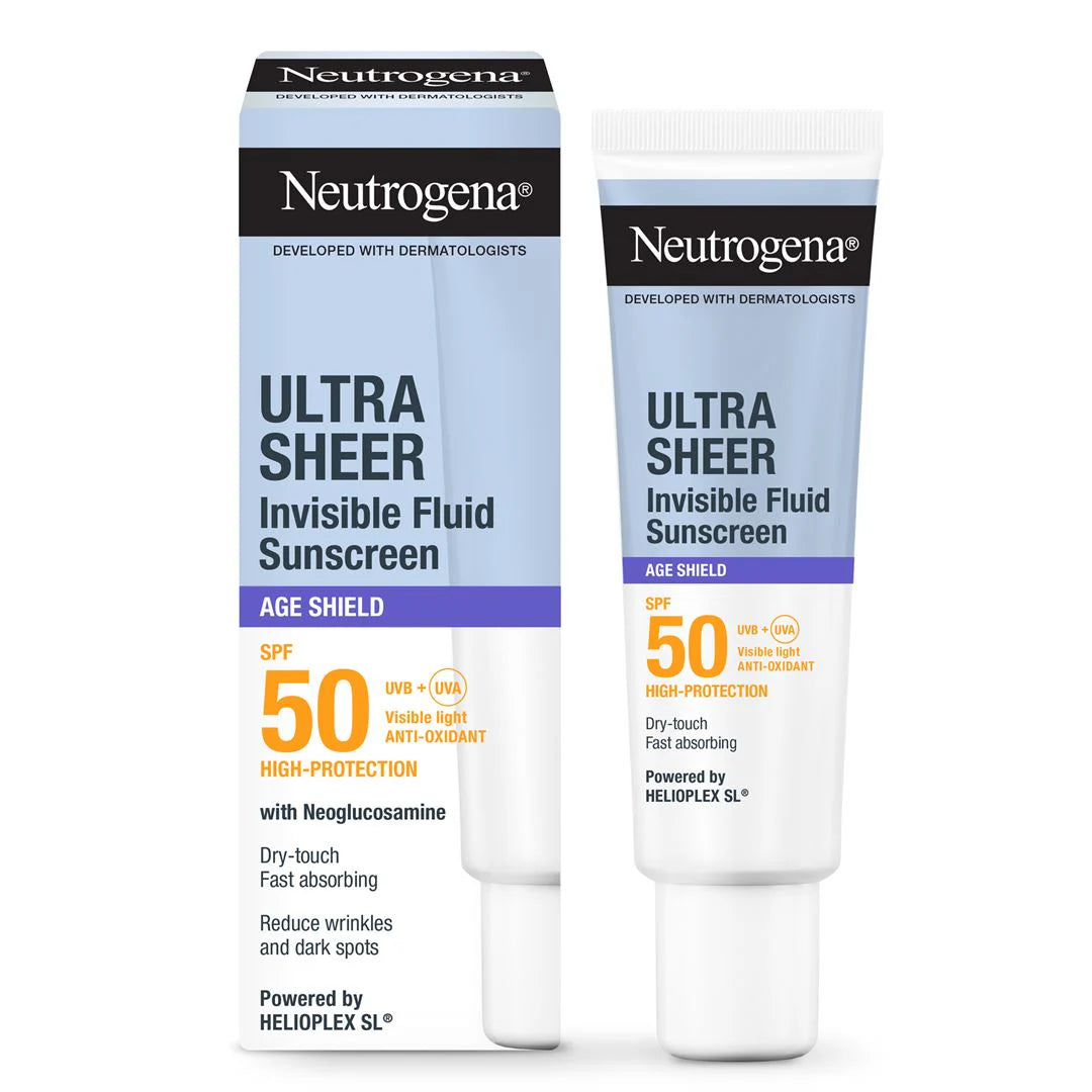 Neutrogena Ultra Sheer Invisible Fluid Sunscreen Age Sheild SPF 50