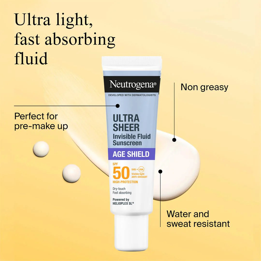 Neutrogena Ultra Sheer Invisible Fluid Sunscreen Age Sheild SPF 50