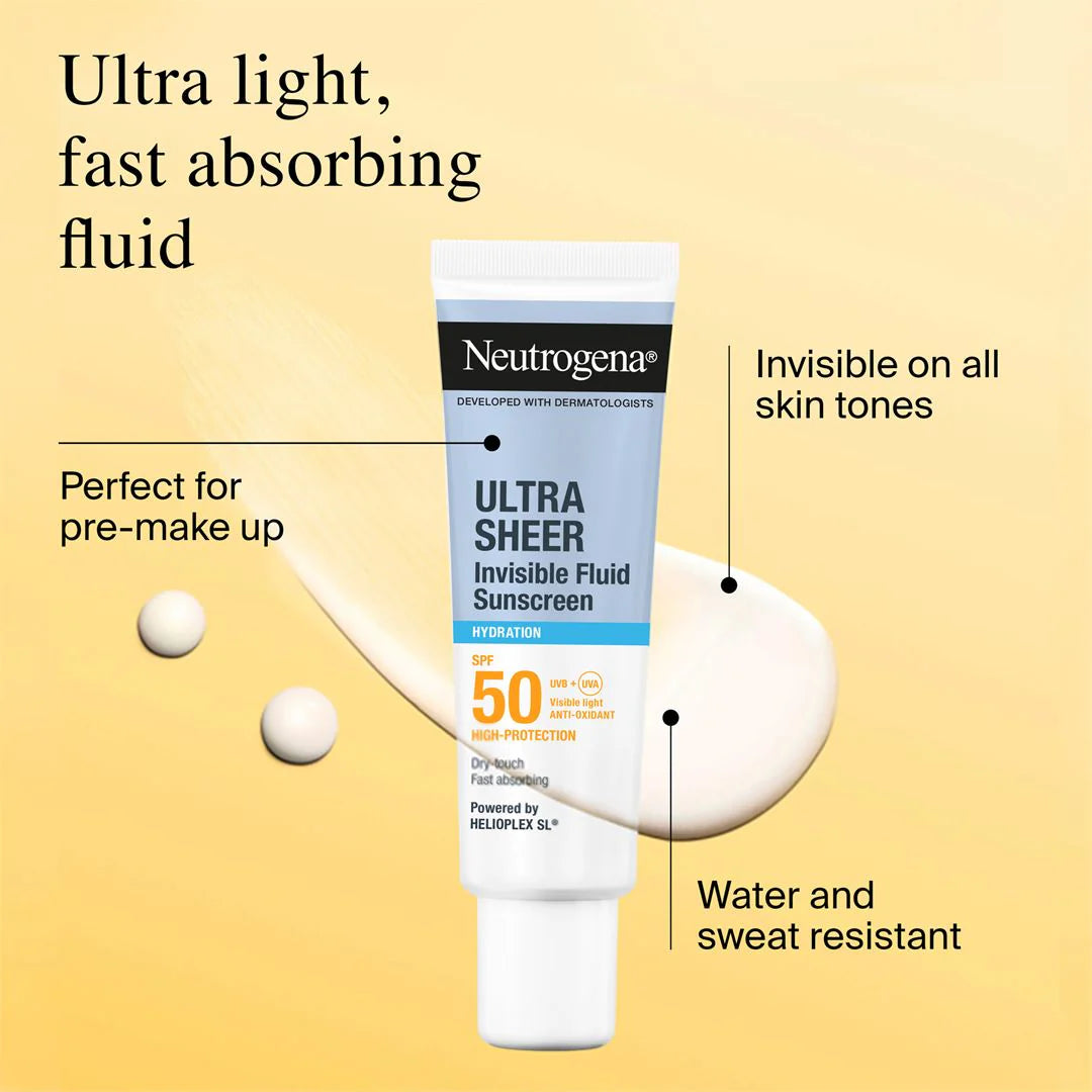 Neutrogena Ultra Sheer Invisible Fluid Hydrating Sunscreen SPF 50