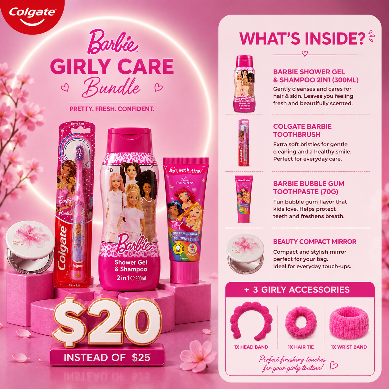 Fun & Fresh: All-In-One Barbie Princess Bath & Smile Bundle