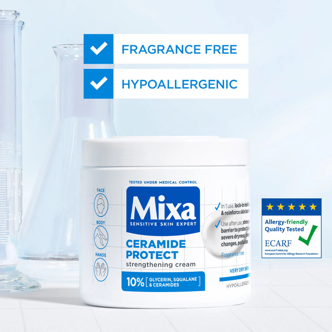 Mixa Ceramide Protect Moisturizing Cream Jar For Dry, Very Dry and Sensitive Skin - Face, Hands & Body 400 ml
