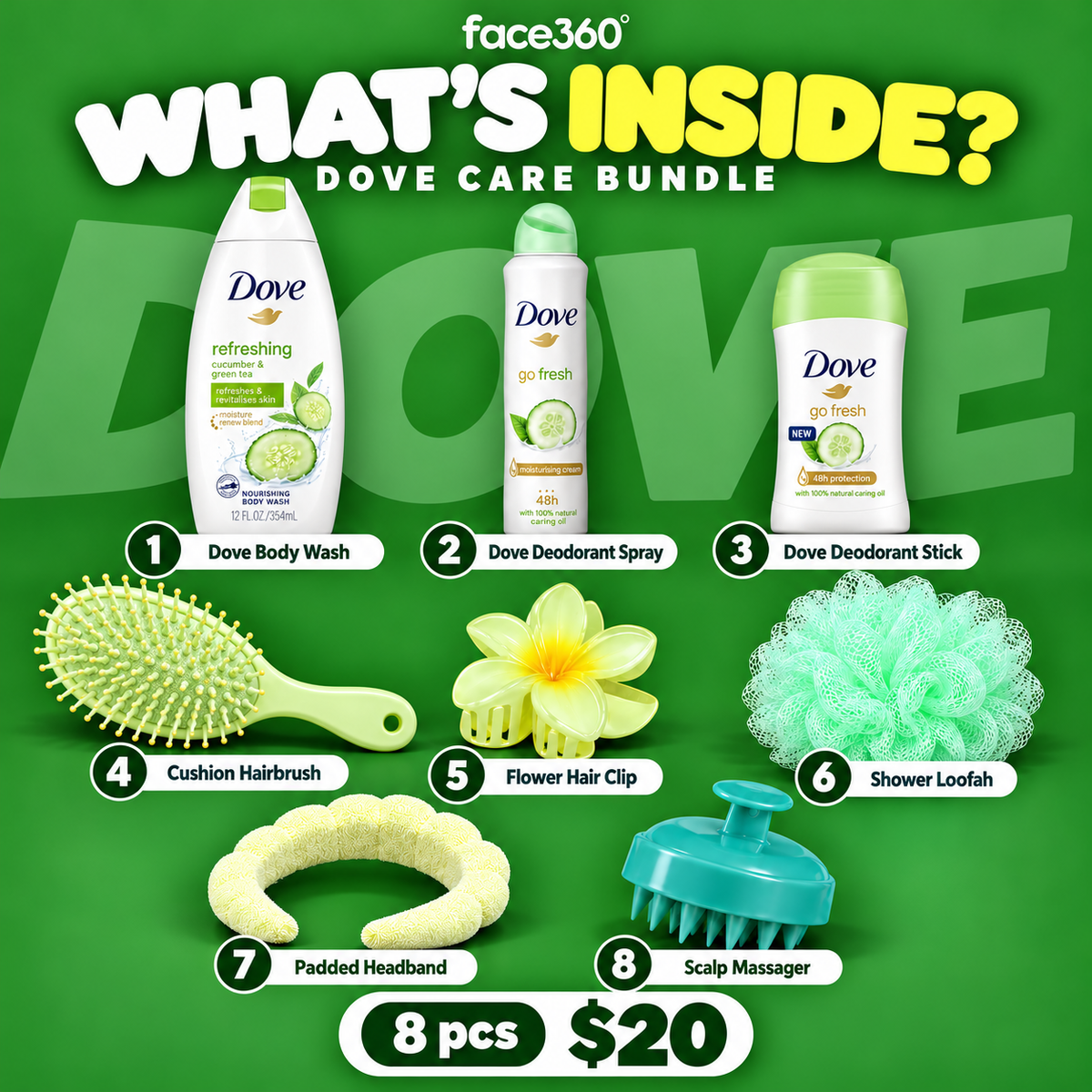 Dove Green Care 8-Piece Bundle