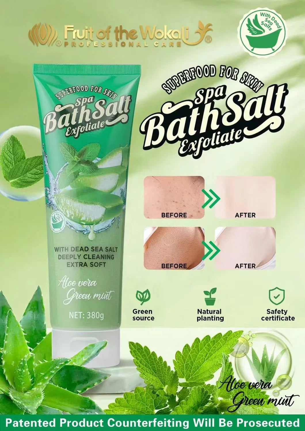 SuperFood For Skin SPA Bath Scrub  Aloe Vera & Green Mint 380g