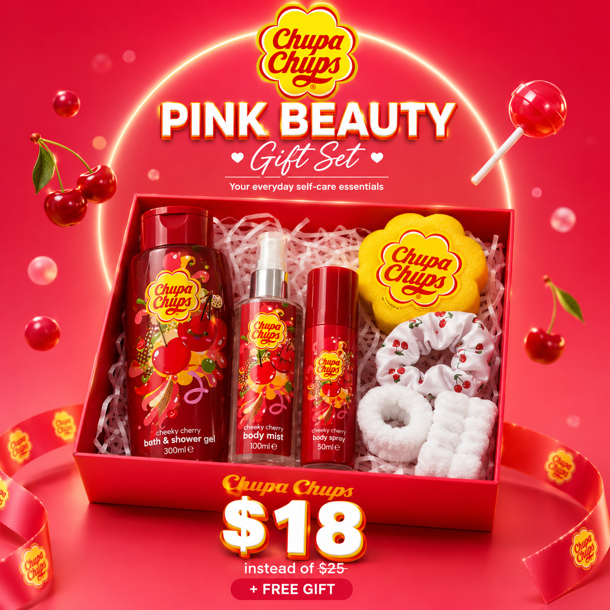 Chupa Chups Cheeky Cherry Complete Bath & Body Set