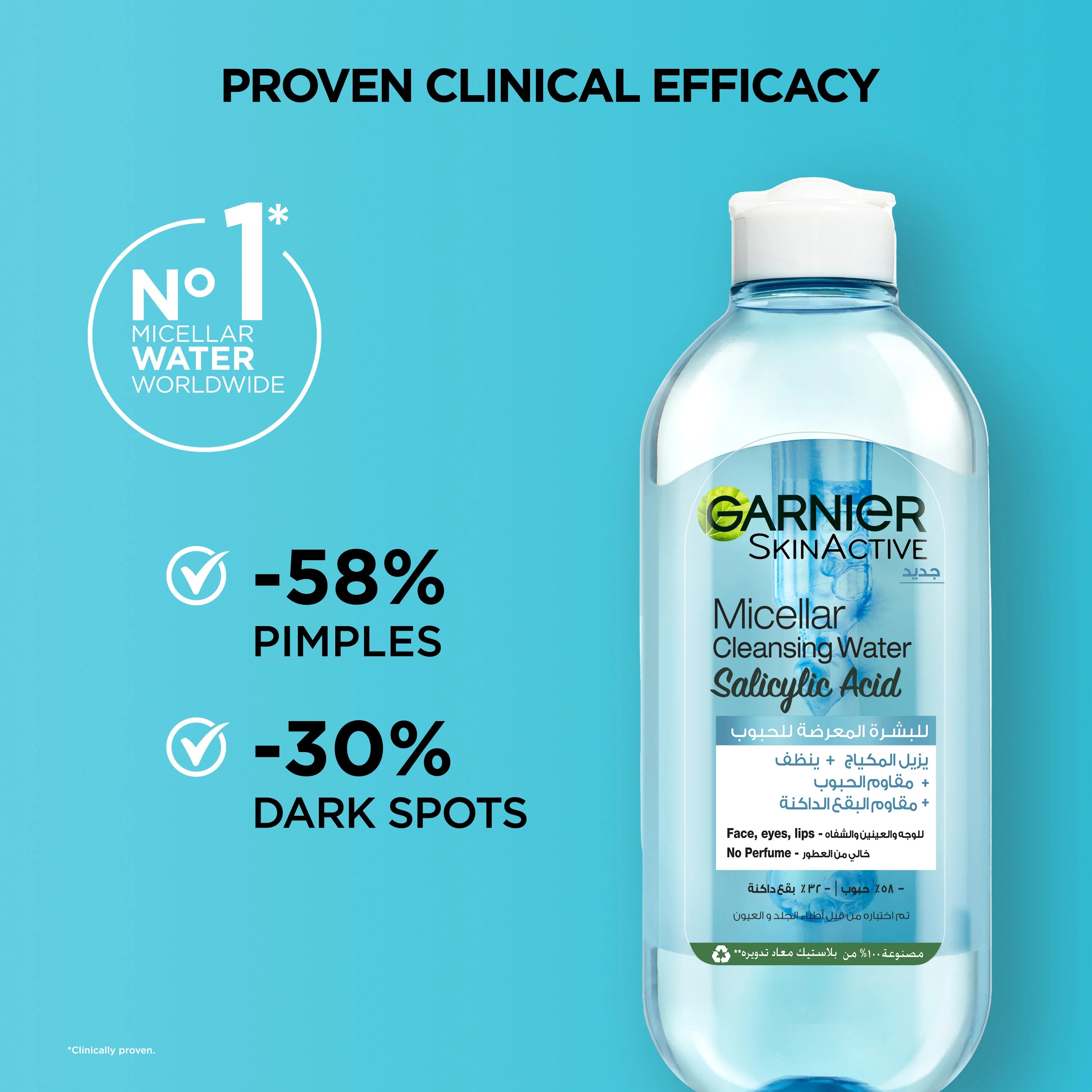 Garnier Fast Clear Micellar Water with Salicylic Acid for Acne Prone Skin 400ml