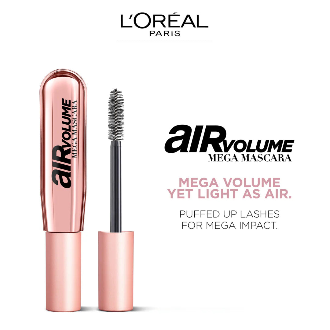 L’Oréal Paris Air Volume Mega Mascara Washable Air Whipped Formula Lasting Up To 24h- Lightweight