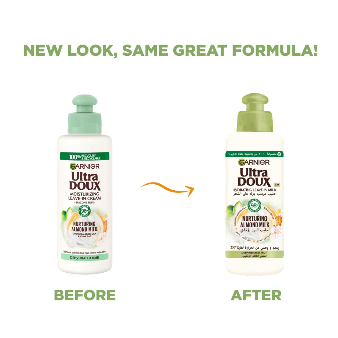 Garnier Ultra Doux Nourishing Almond Milk Leave In Conditioning Cream For Dehydrated Hair 200ml