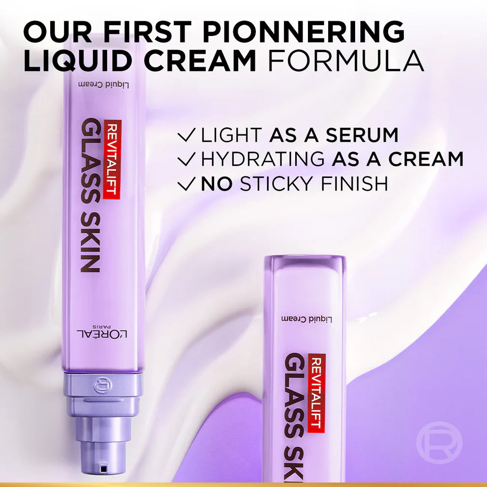 New    L'Oréal Paris Revitalift Glass Skin Liquid Cream: 1 drop for 100H Glowing Hydration With Hyaluronic Acid & Vitamins B3+B5+C for Dewy, Plumped Glass Skin
