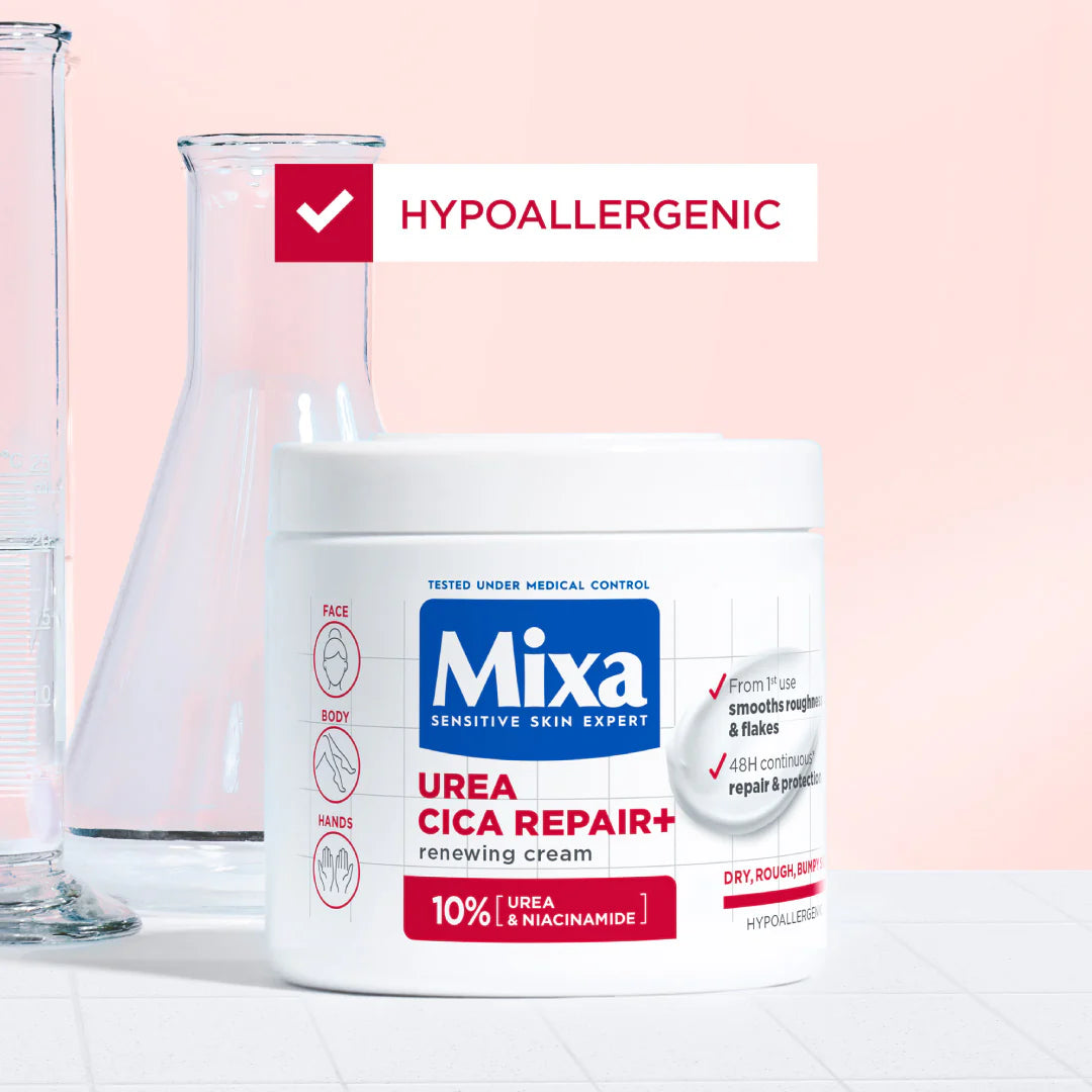 Mixa Urea Cica Repair Moisturizing Cream Jar For Keratosis Pilaris With 10% Urea and Niacinamide For Face, Hands & Body 400 ml