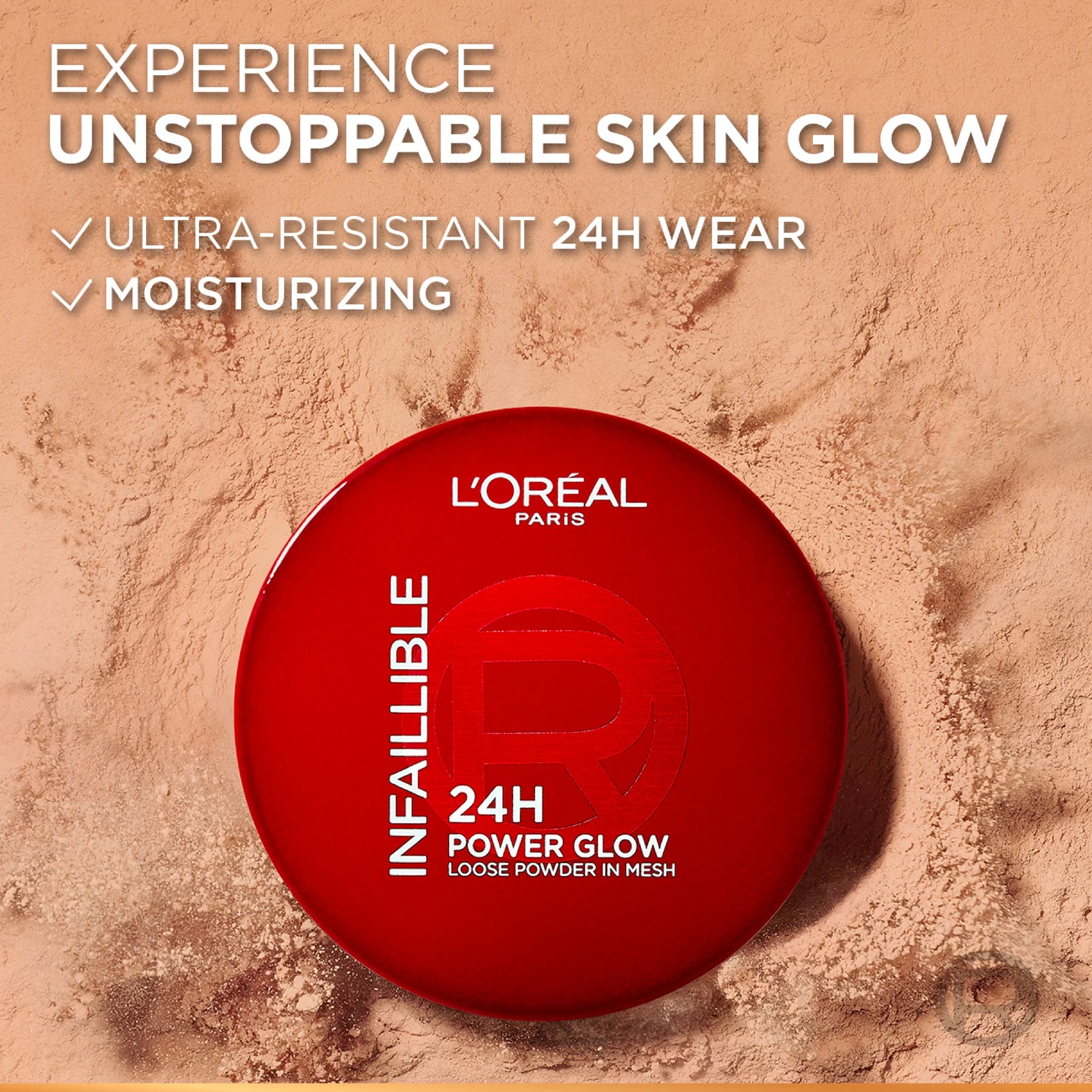 L’Oréal Paris Infaillible 24H Power Glow Loose Powder in Mesh, Pore Blurring, Radiant Glow, and Hydrating Formula