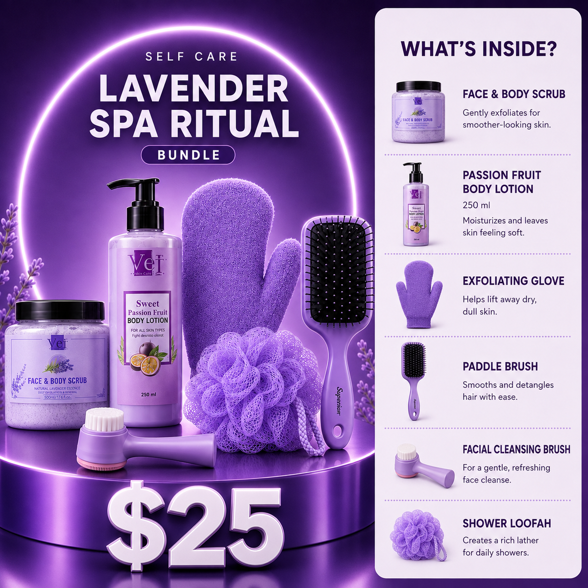 The Ultimate Lavender Spa Ritual: Complete 6-Piece Head-to-Toe Self-Care & Hydration Bundle