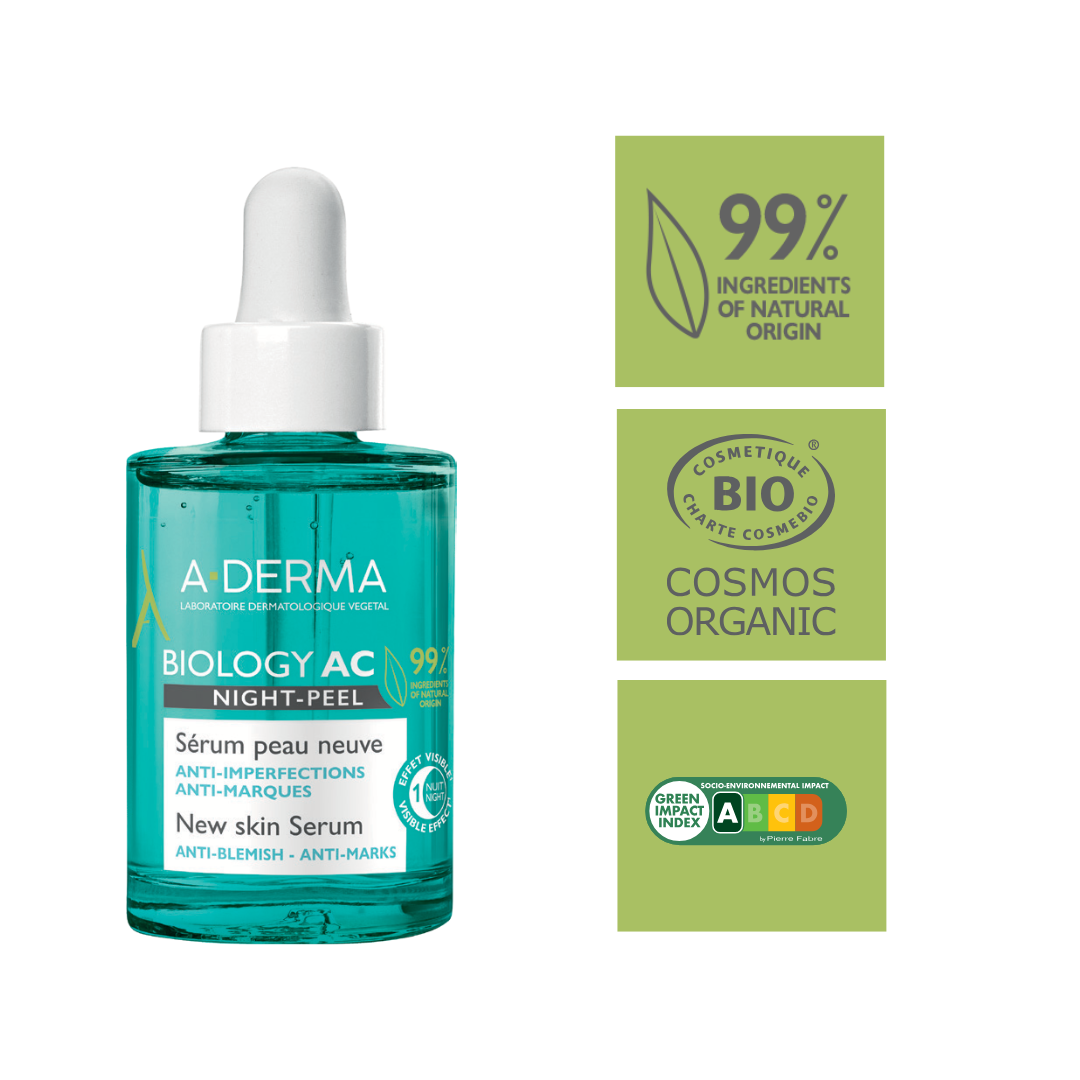 A-derma Biology AC Night Peel Anti-Blemish Serum 30ml
