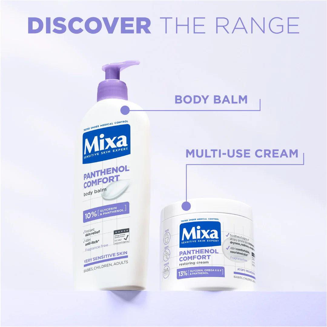 Mixa Panthenol Comfort Moisturizing Cream Jar - Anti-Scratching Cream For Dry Skin, Atopy Prone Skin and Eczema - Face, Hands & Body 400 ml