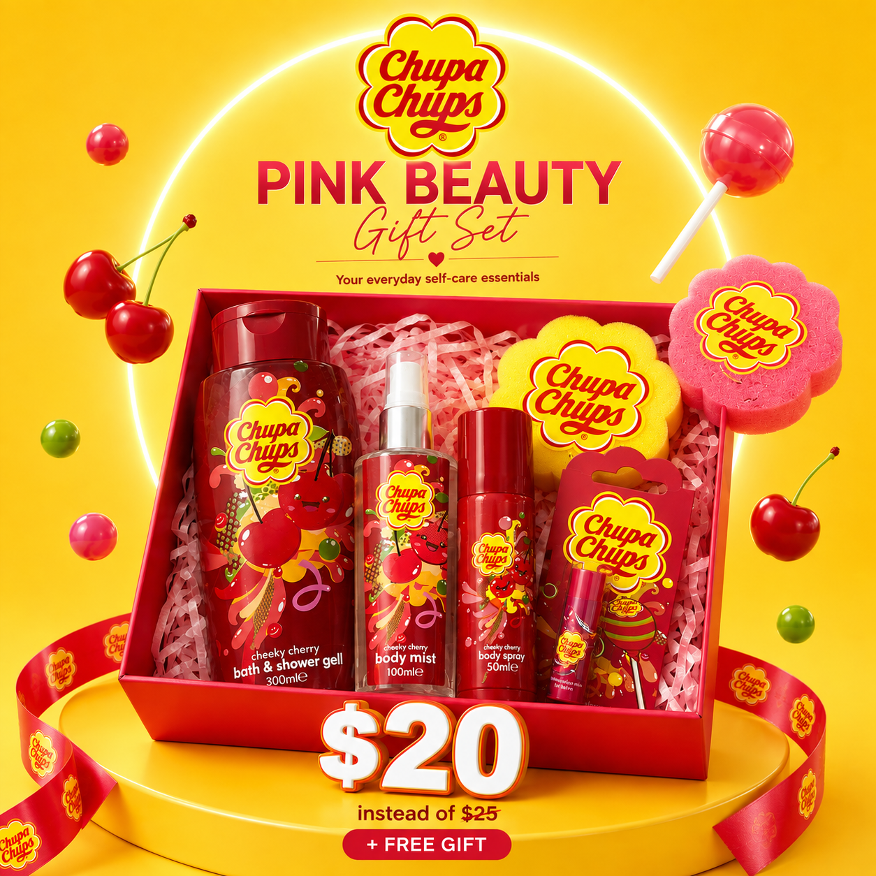 Chupa Chups Self-Care Essentials Gift Box - Cheeky Cherry