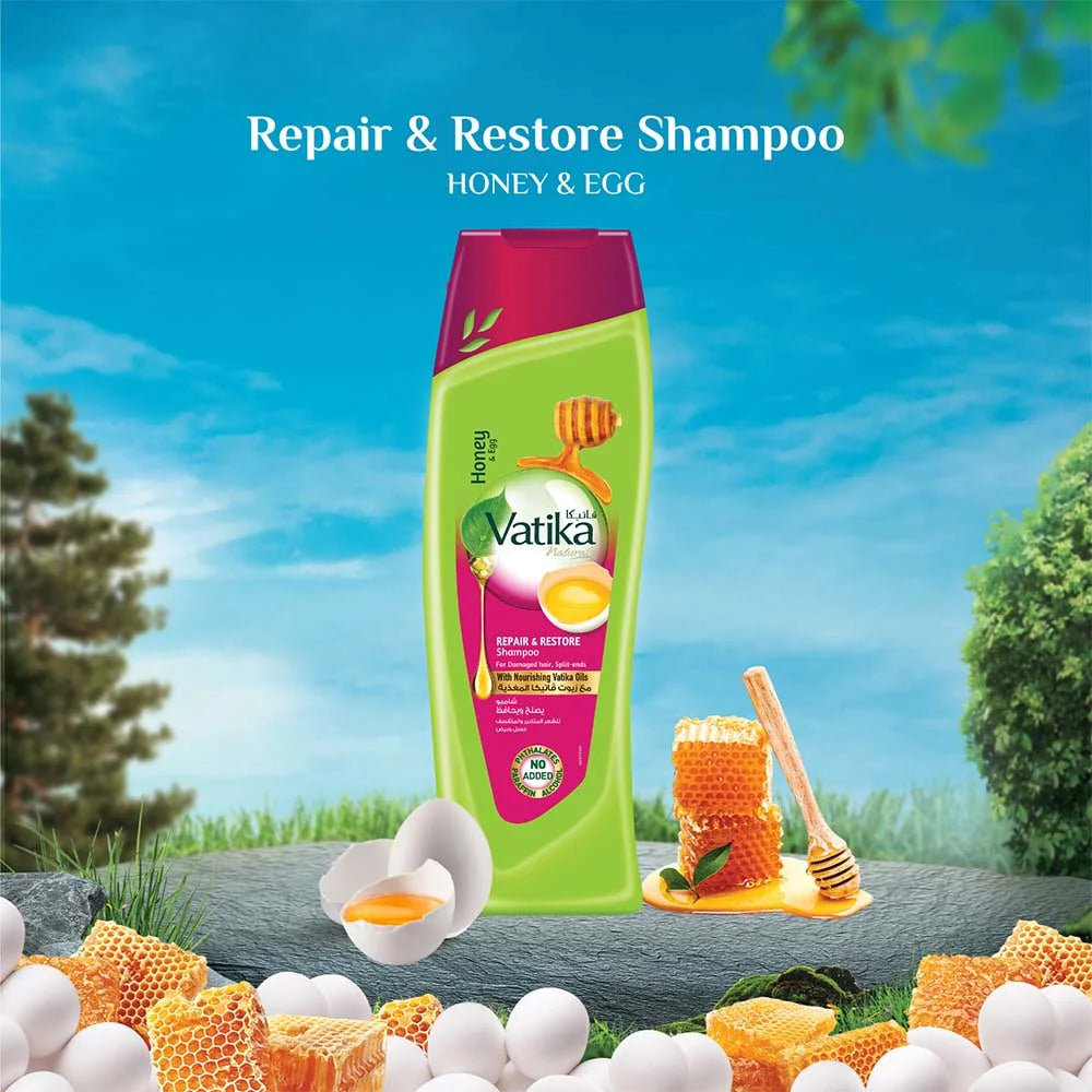VATIKA HONEY & EGG REPAIR AND RRSTORE SHAMPOO WITH NOURISHING VATIKA OIL 400ML