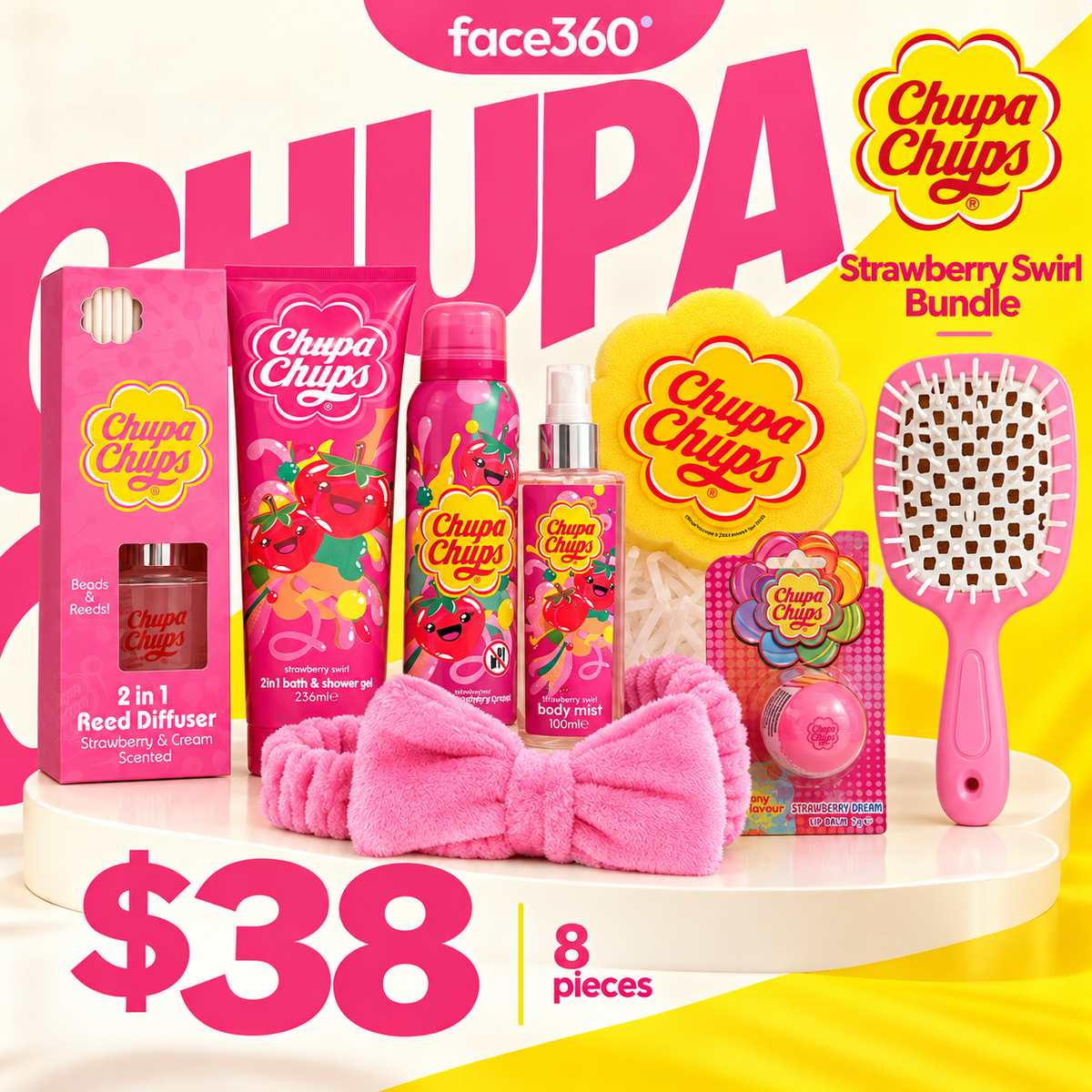 Chupa Chups Strawberry Swirl 8-Pcs