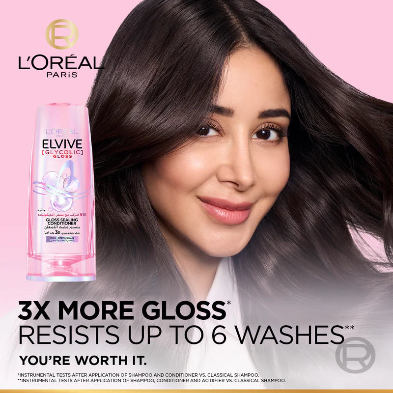 L'Oréal Paris Elvive Glycolic Gloss Gloss Sealing Conditioner – Shine & Smooth Dull, Porous Hair